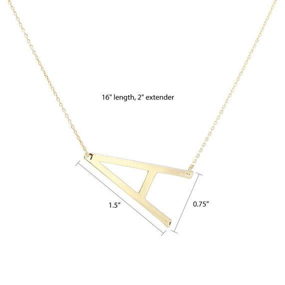 Large Letter Necklace,Big Initial Necklace,Initial Necklace,Gold/Silver Letter Necklace,Personalized Necklace,Sideway large Initial necklace