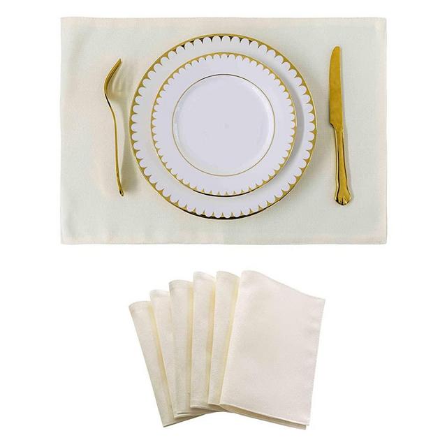 Home Brilliant Placemats Set of 6 Cloth Place Mat Heat Resistant Dining Table Place Mats for Kitchen Table, 13 x 19 inches, Cream