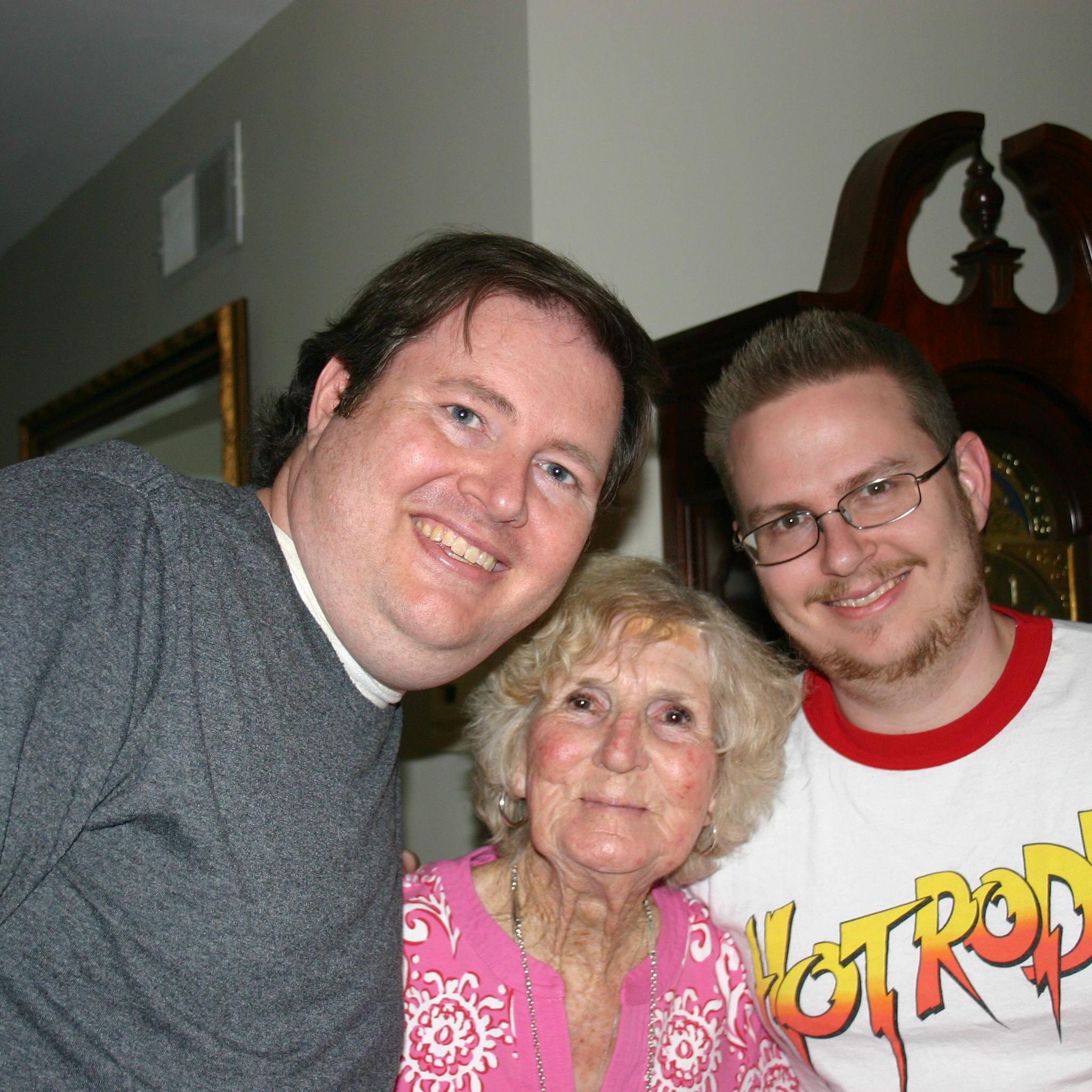 Jon and Jeff with Gran. Gran was always so willing to help Jon with cooking family dinners, like Thanksgiving. And Jeff would be in the room to see what happened next...