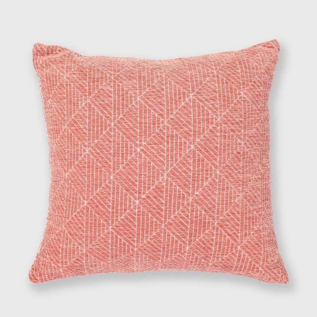 18"x18" Geometric Chenille Woven Jacquard Reversible Throw Pillow Spanish Villa - freshmint