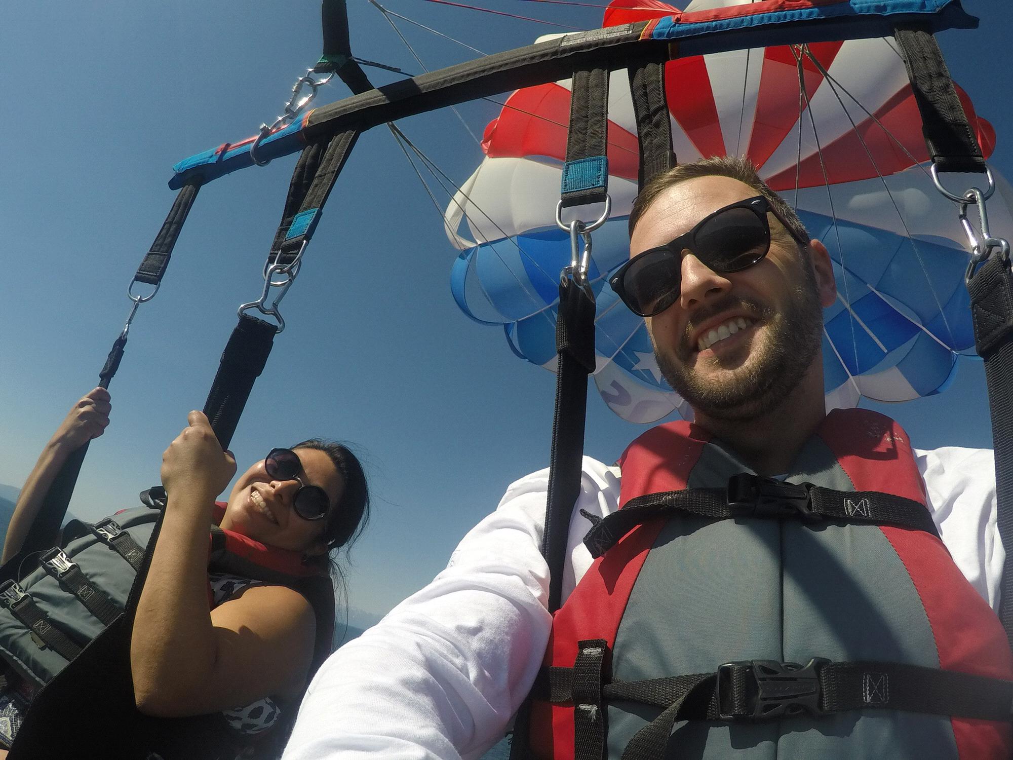 Our first parasailing adventure in Lake Tahoe.