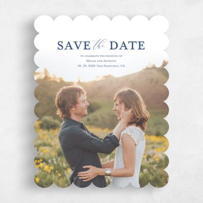 Blue Scalloped Wedding Save the Date - Delana Portrait