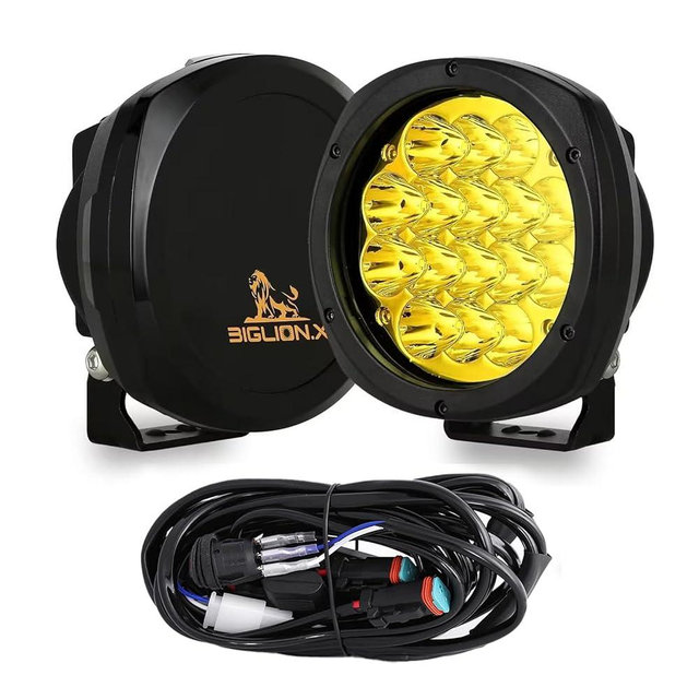 BIGLION.X 5 Inch Pair 160W Amber Round LED Offroad Lights 18800LM Amber Yellow OffRoad Lights Super Bright Amber Driving lights Fog Lights Waterproof IP68 Light Bar for Trucks Pickup 4x4 SUV ATV UTV