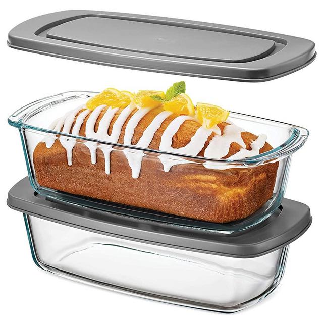 Superior Glass Loaf Pan With Cover - 2 Piece Meatloaf Pan With BPA-free Airtight Lids - Grip Handles for Easy Carry from Hot Oven To Table - Loaf Pans For Baking Bread, Cakes, Pasta.