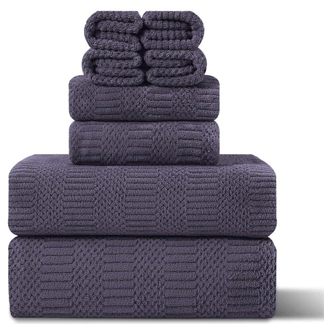 8 Piece Oversized Bath Towels Set Purple,2 Extra Large Bath Towel Sheets,2 Hand Towels and 4 Washcloths 600 GSM Highly Absorbent Quick Dry Towels Set for Bathroom Hotel