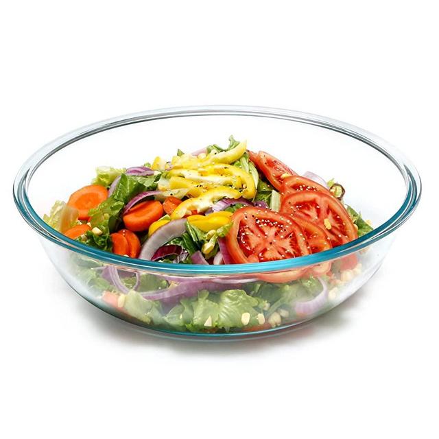 NUTRIUPS 6 Quart Mixing Bowl, Extra Large Glass Salad Bowl for Kitchen
