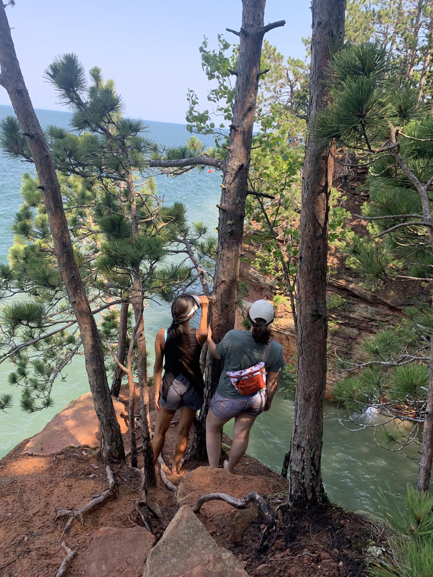 Bridesmaid and travel buddy Lilliy and Micayla in the Apostle Islands, summer 2021