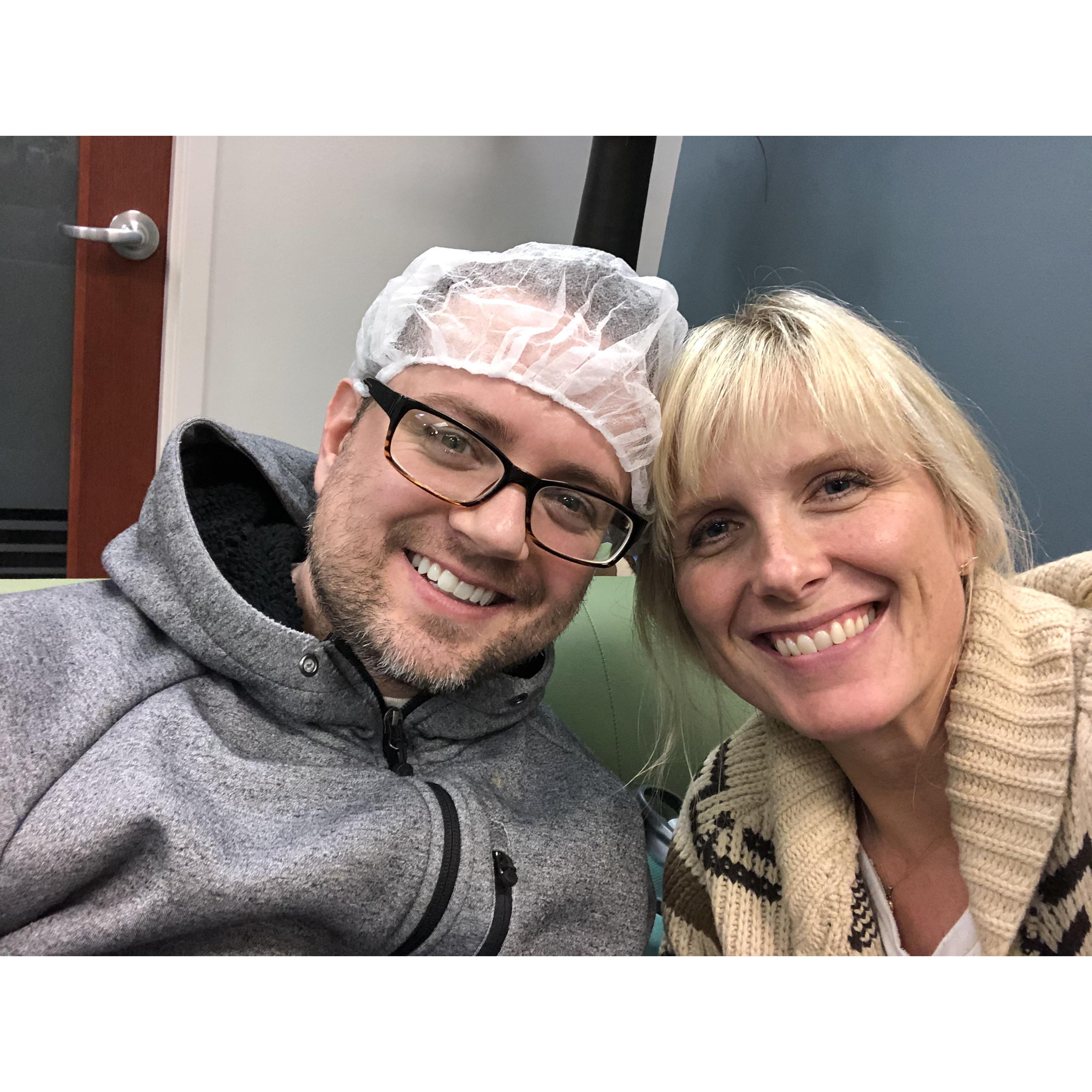 Moments before Leigh's Lasik surgery. The Valium had already worked its magic. “I can feel my lungs,” Leigh repeated multiple times.