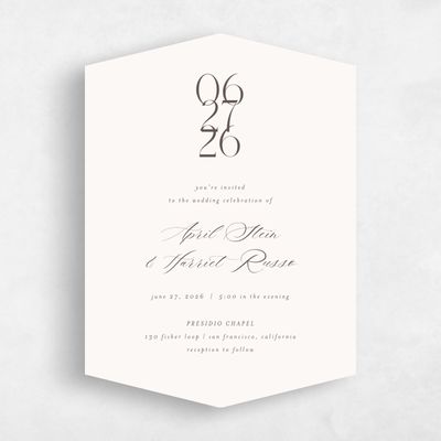 Beige Diamond Wedding Invitation - Aion Portrait