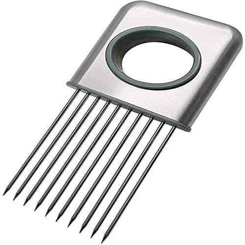 NiYuxia Food Slice Assistant onion chopper holder tomato potato slicer cutting tool,Stainless Steel vegetable chopper cutter Onion Cutter Peeler