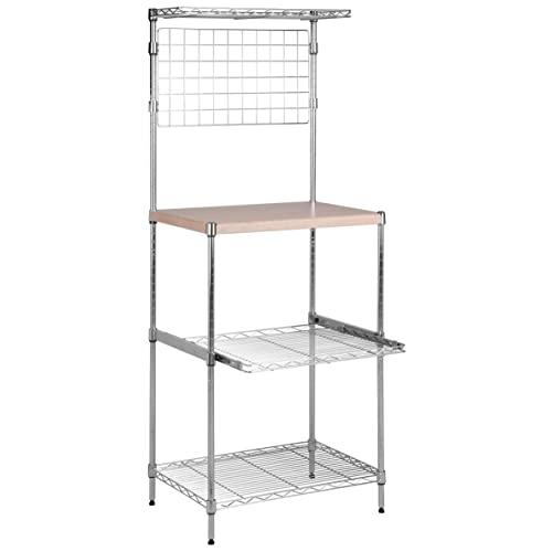 Honey-Can-Do SHF-04347 Microwave Bakers Rack with Adjustable Shelf, Chrome, 17L x 23W x 59H