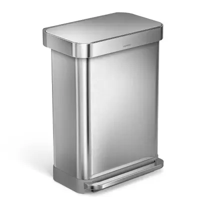 simplehuman® 55-Liter RectangularStep Trash Can with Liner Pocket in Brushed Stainless Steel