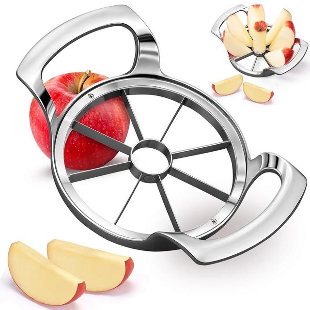 AUBENR 4.72 Inch Extra Large Apple Slicer with 8 Blades - Professional Heavy Duty Apple Cutter -304 Stainless Steel Apple Corer Tool - Sharp Apple Slicer and Corer - Easy to Use - Dishwasher Safe