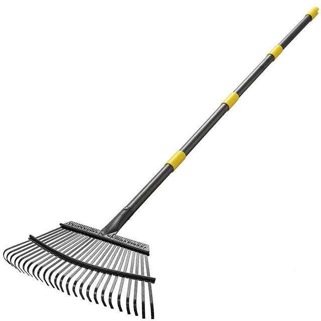 Rake for Leaves,Heavy Duty Garden Leaf Rake for Lawns,65” Long 18” Wide Adjustable 25 Tines Sturdy Metal Yard Rake with Non-Slip Comfort Handle…