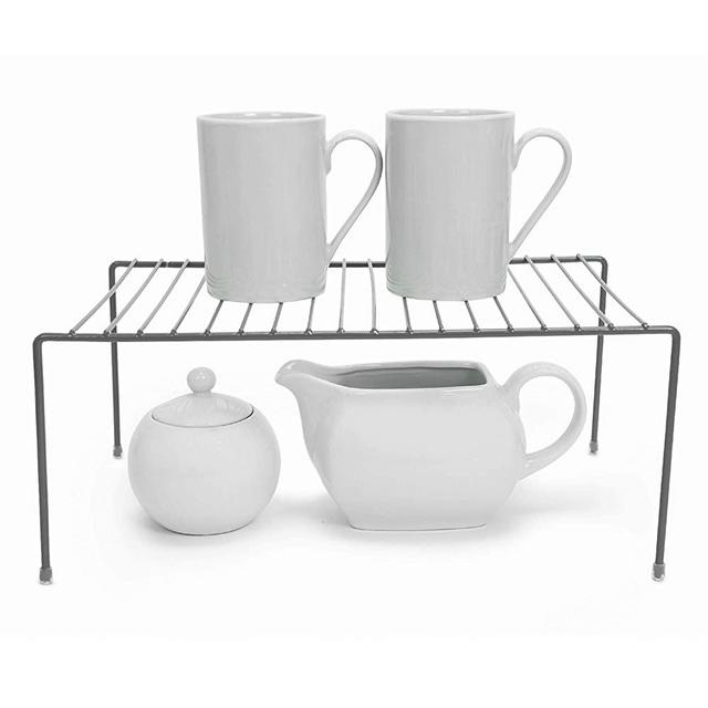 Smart Design Cabinet Storage Shelf Rack - Medium (8.5 x 13.25 Inch) - Steel Metal Wire - Cupboard, Plate, Dish, Counter & Pantry Organizer Organization - Kitchen [Charcoal Gray]