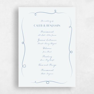 Mist, Blue Wedding Program - Kasey