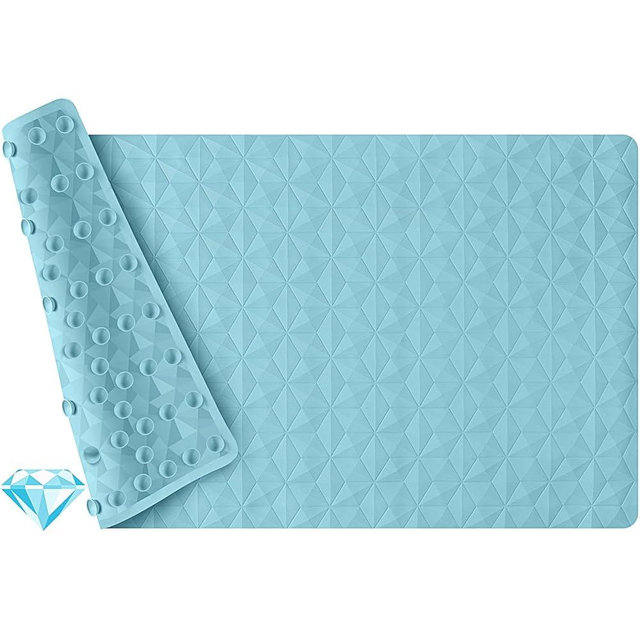 WRISIN Non Slip Bathtub Mat for Bath Tub Shower - Natural Rubber Mat with 241 Suction Cups - Soft Bathroom Safety Mat - Unique Diamond Pattern - Fatigue Relief - Machine Washable - 16 × 28 Inch