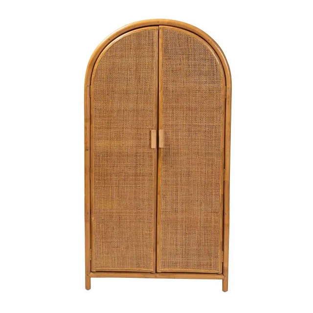 bali & pari Paloma Rattan Large Storage Cabinet Light Honey: 4 Fixed Shelves, Plywood Frame, No Assembly Required