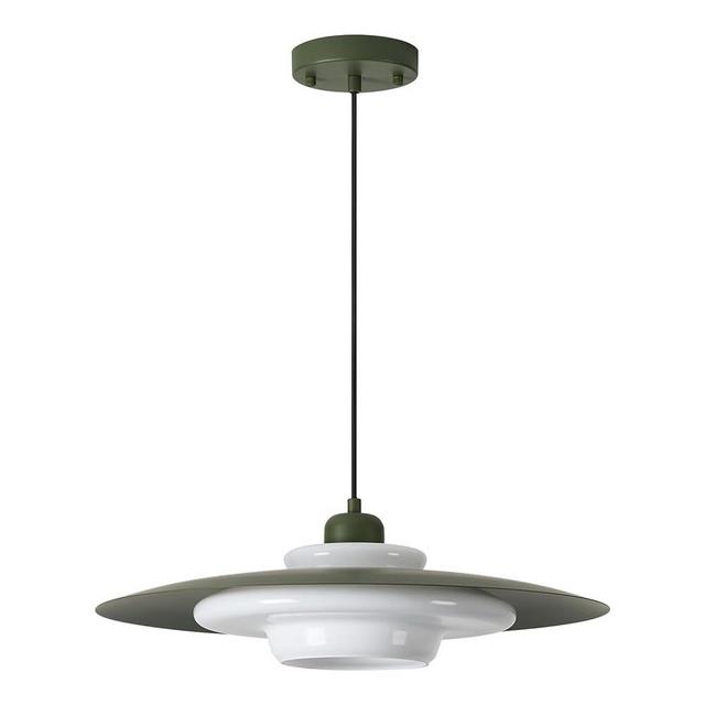 TeHenoo Mid Century Pendant Lights,Deep Green Shade,Milk White Glass,Adjustable Modern Large Pendant Lighting for Kitchen,Dining Room,Living Room