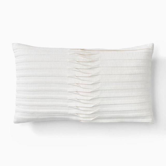 Centered Pleat Pillow Cover, 12x21, Alabaster
