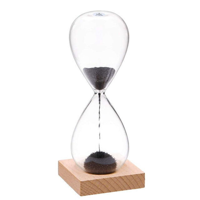 YLTIMER Magnetic Hourglass Sand Timer 3 Minute:Sand Clock with Black Magnet Iron Powder&Wooden Base,Sand Watch 3 Min,Lager Reloj De Arena, Hour Glass Sandglass for Office Desk Home Decoration