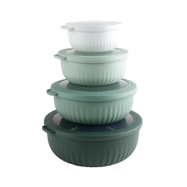 COOK WITH COLOR Prep Bowls - Wide Mixing Bowls Nesting Plastic Meal Prep Bowl Set with Lids - Small Bowls Food Containers in Multiple Sizes (Sage)