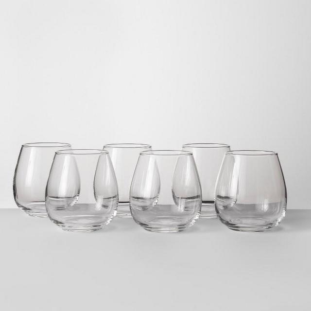 16oz 6pk Glass Stackable Stemless Wine Glasses - Made By Design™