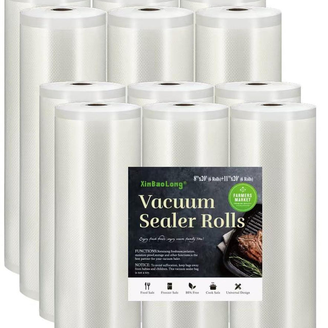 Vacuum Sealer Bags For Food: 12 Pack 6 Rolls 11"x20' + 6 Rolls 8"x20' Commercial Grade BPA Free Bag Rolls Durable Customized Size Food Vac Bags for Storage and Sous Vide Cooking Puncture Prevention
