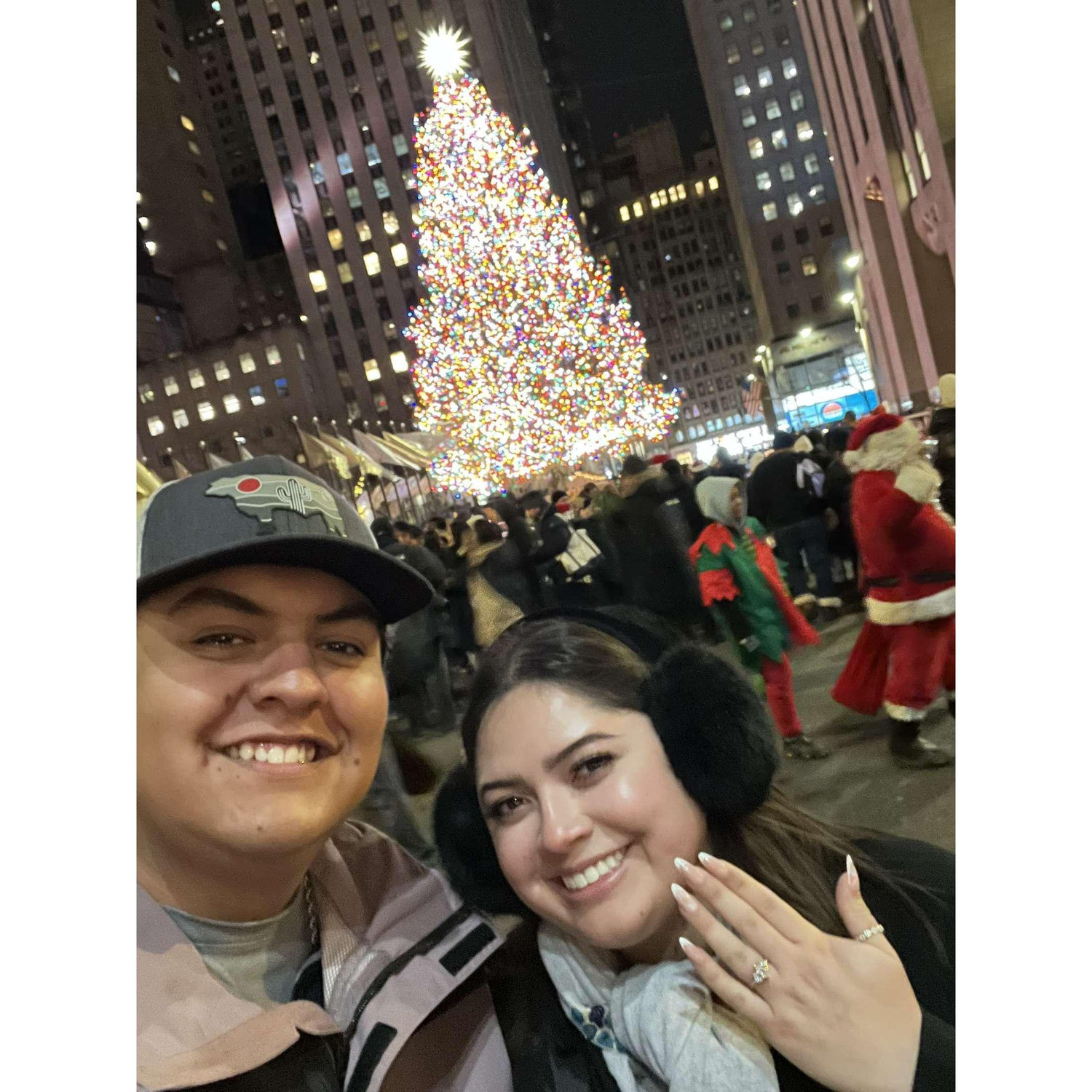December 23, 2024 - Had to stop for our honorary picture by the tree in Rockefeller Center. Was seriously over the moon, so so happy.