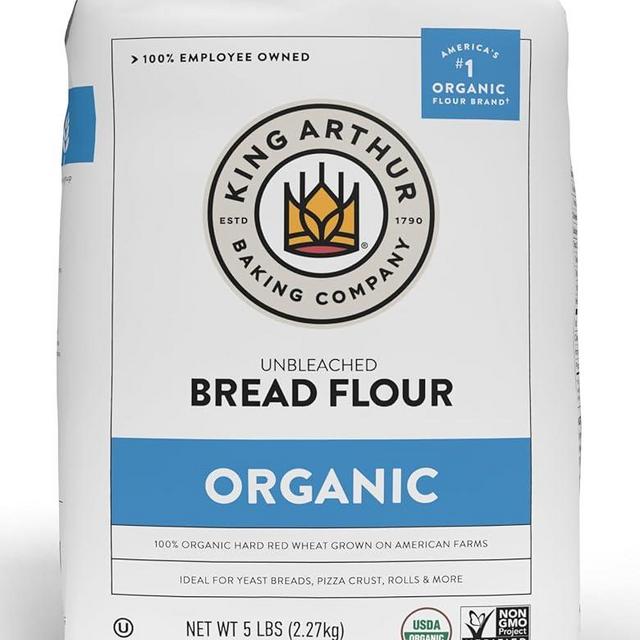 King Arthur Unbleached Organic Bread Flour - High Protein 12.7% for Lofty Yeasted Breads, Non-GMO, Kosher Certified - Premium Baking Flour for Artisan Loaves, Pizza Dough, and Sourdough (5 lbs)