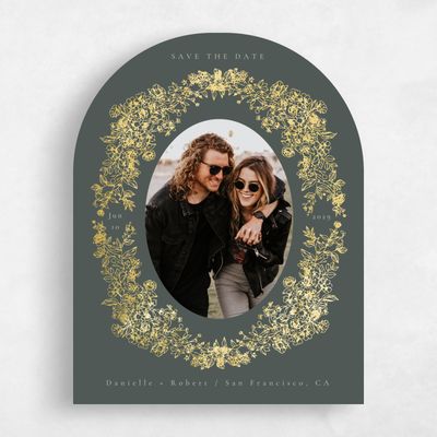Green Arch Wedding Save the Date - Sawyer Photo Foil