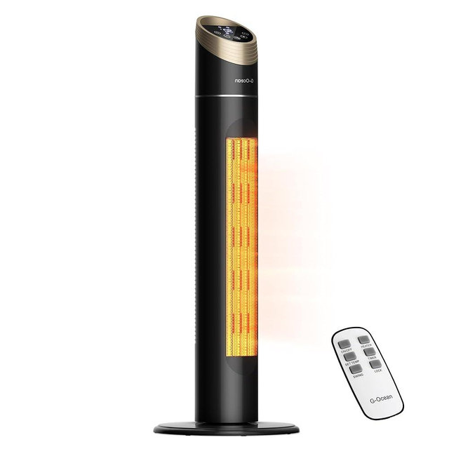 Space Heater for Indoor Use, 34" Space Heater for Large Room, 1500W Tower Heater with Remote, Adjustable Thermostat, 12H Timer, 70° Oscillation, Overheat & Tip-Over Protection, Black