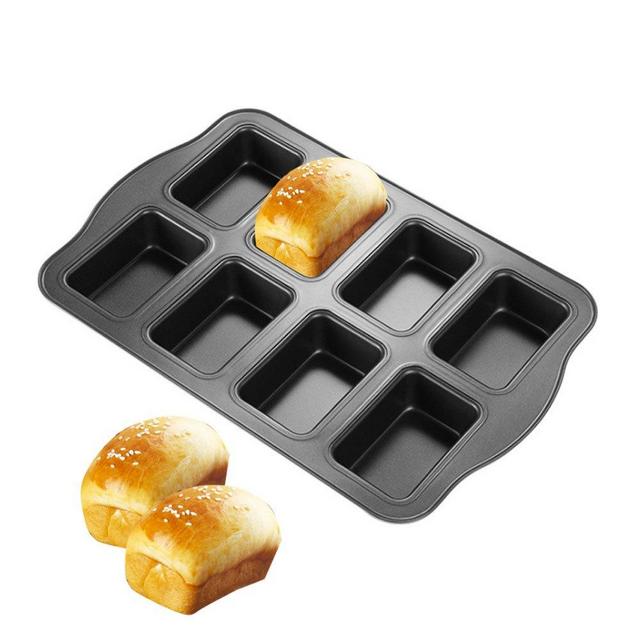 HOMOW Non-Stick Bakeware Brownie Bar Baking Pan, Mini Loaf Pan, Square Cake Pan, 8-Cavity (14"x9.4''X1.2")