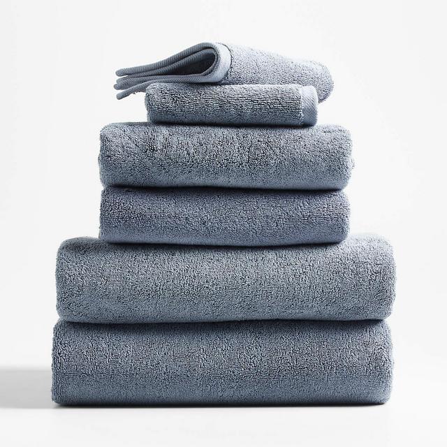 Evening Blue Organic Turkish Cotton Bath Towels, Set of 6