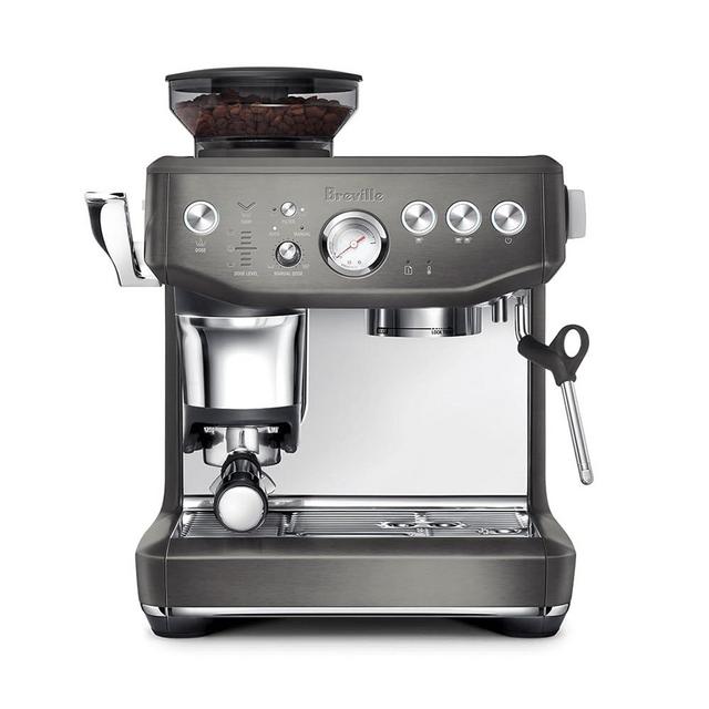 Breville the Barista Express Impress Espresso Machine with Grinder & Milk Frother, Espresso Maker with Assisted Tamping, Cappuccino & Latte Machine for Home, BES876BST, Black Stainless Steel