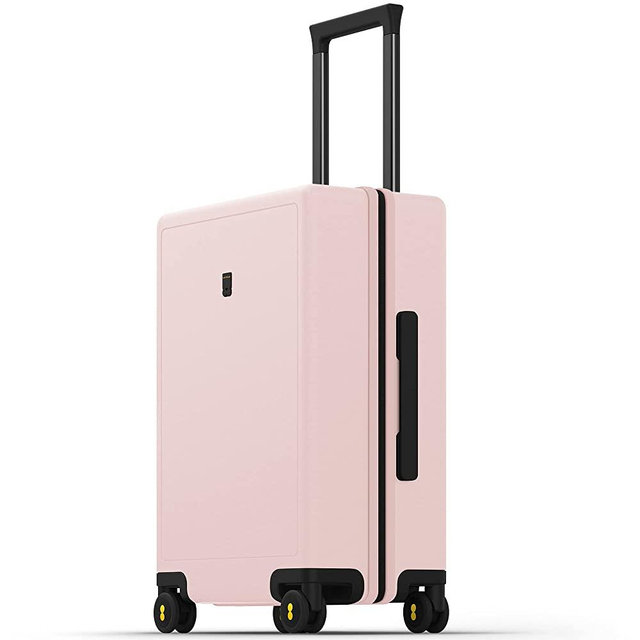 LEVEL8 Carry-On Luggage, 20 inch Hardshell Suitcase, Lightweight PC Luminous Textured Hardside Spinner Trolley for Luggage, TSA Approved Cabin Luggage with 8 Spinner Wheels- Pink