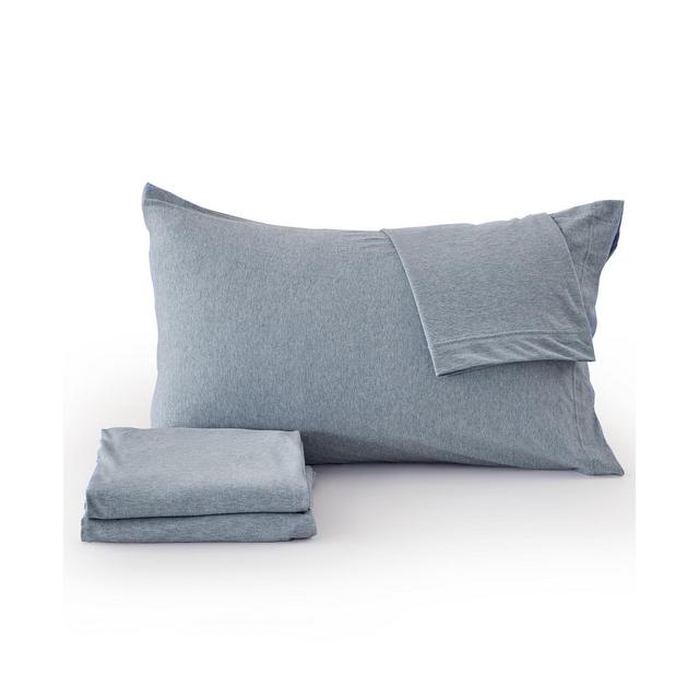 Premium Comforts Heathered Melange T-shirt Jersey Knit Cotton Blend 4 Piece Sheet Set, King