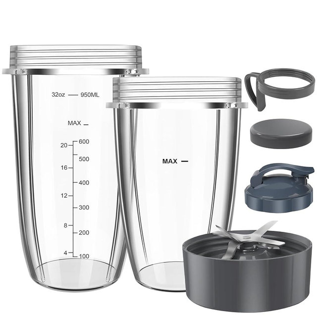 Blender Replacement Parts for Nutribullet, 32oz & 24oz Nutribullet Blender Cups with Lids Extractor Blade Replacement Parts for Nutri Bullet Blenders 600w & Pro 900w NBR-0601 NBR-1201 NB9-1301W