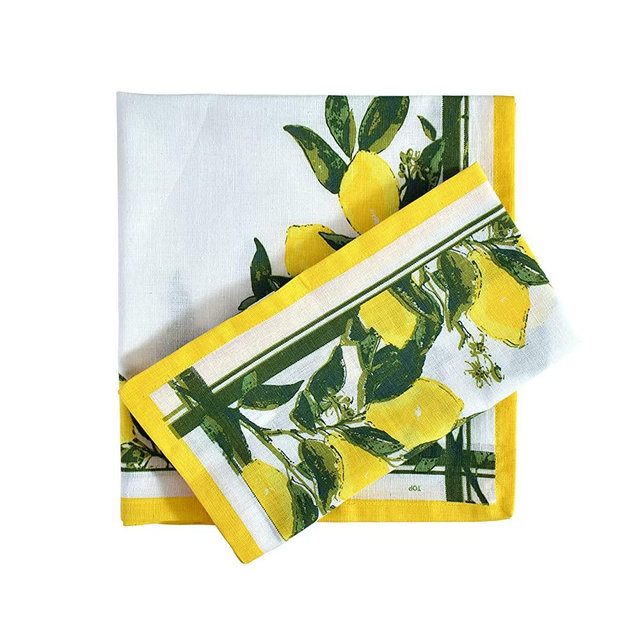 Cloth Napkins Set of 12 Cotton Linen Blend Printed Dinner Napkins Perfect for Parties Dinners Weddings Cocktail Christmas Napkins Cloth 20x20 Lemon