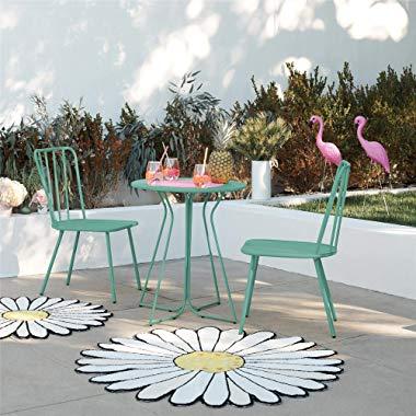 Novogratz 87815BTQ1E 3 Piece Poolside Heidi Outdoor Bistro Set, Turquoise