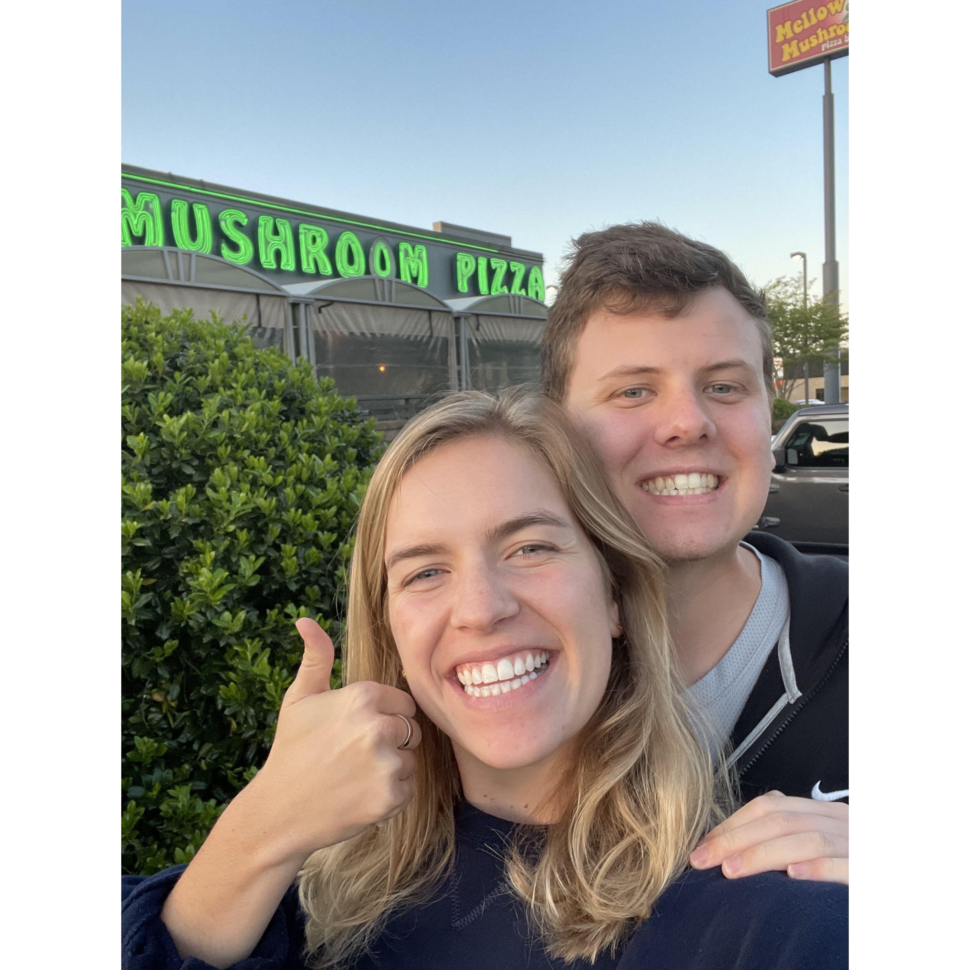 Mellow Mushroom date to celebrate Carson signing his job contract! April 2022