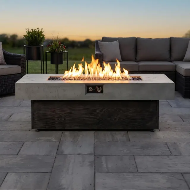 Tabletop Propane Fire Pits, 55 x 23 in, 50,000 BTU outdoor firepit table, Suitable for Outdoor, Patio, Balcony, three height options