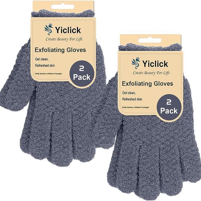 Yiclick Heavy Exfoliating Gloves, Exfoliating Body Scrubber for Bath Shower Exfoliation, Body Scrub Exfoliator for Dead Skin Remover, Exfoliate Sponge Loofah Washcloth Mitt for Men Women (4 Grey)