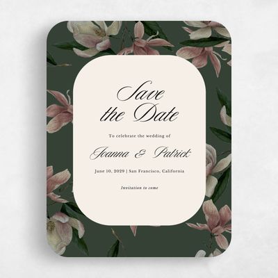 Green Rounded Wedding Save the Date - Gratia Portrait