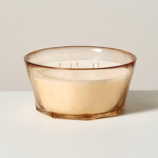 5-Wick Textured Glass Berry Leaf and Lemon Jar Candle 32oz Coral - Hearth & Hand™ with Magnolia