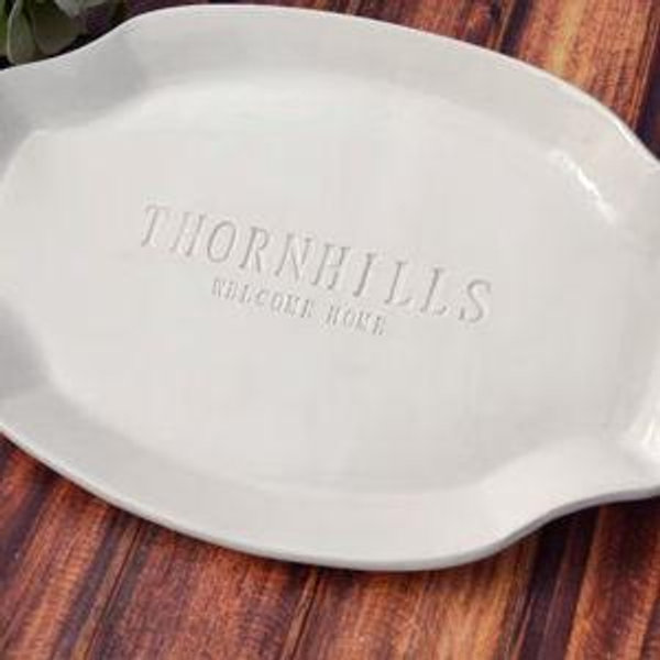 Personalized Ceramic Platter | Handmade | Customized Text, Name and Date | Large - 16" X 11" - Etsy