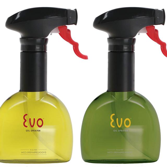 Evo Oil Sprayer 8118 Bottle, Non-Aerosol for Olive Cooking Oils, 8-ounce Capacity, Set of 2, Green and Yellow