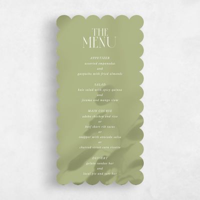 Green Scalloped Wedding Menu - Liang
