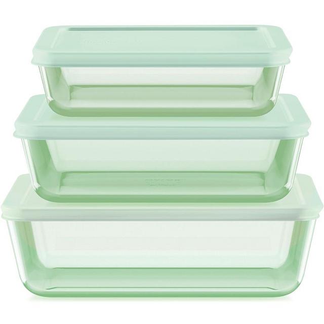 Pyrex Tinted (6-PC Large) Medium/Large Rectangle Food Storage Container Set, Snug Fit Non-Toxic Plastic BPA-Free Lids, Freezer Dishwasher Microwave Safe, 3 Cup, 6 Cup & 11 Cup