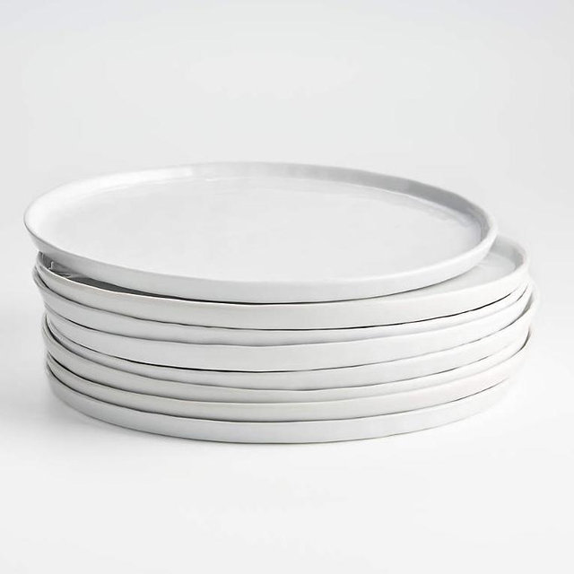 Mercer White Round Porcelain Dinner Plates, Set of 8
